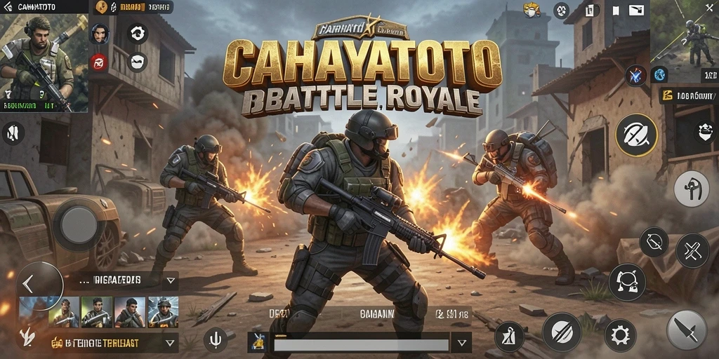 Screenshot CAHAYATOTO menampilkan aksi seru di medan perang Battle Royale.