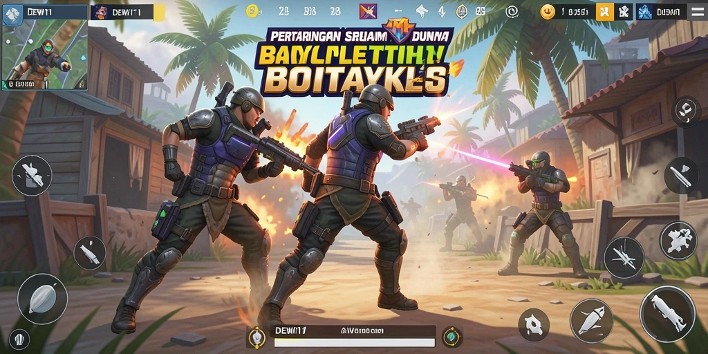 Gameplay seru DEWI11 dengan aksi Battle Royale yang intens.