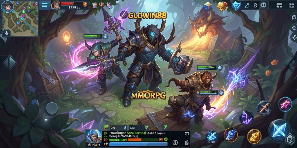 Tampilan gameplay seru dalam dunia fantasi GLOWIN88 yang menakjubkan.