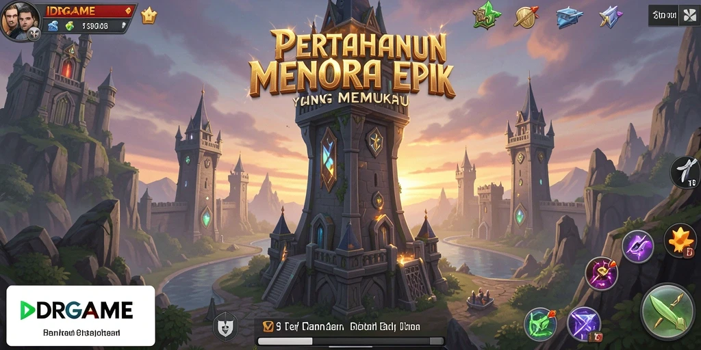 Tampilan gameplay menara pertahanan yang mendebarkan di IDRGAME.