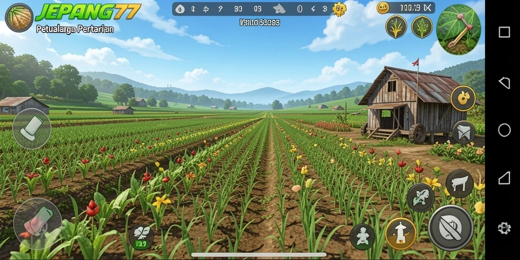 Tangkapan layar dari gameplay pertanian yang seru di JEPANG77.