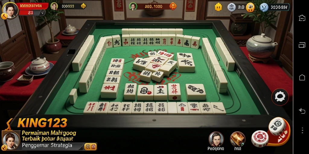 Screenshot KING123 menampilkan aksi seru permainan Mahjong yang mendebarkan.
