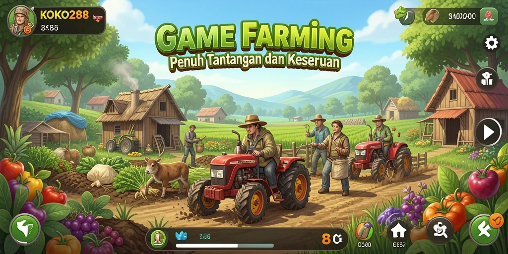 Screenshot gameplay KOKO288 menampilkan kebun yang luas dan beragam tanaman.