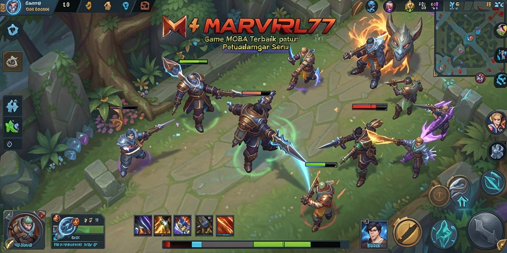 Tangkapan layar gameplay <strong>MARVRL77</strong> yang menampilkan pertarungan seru antar tim.