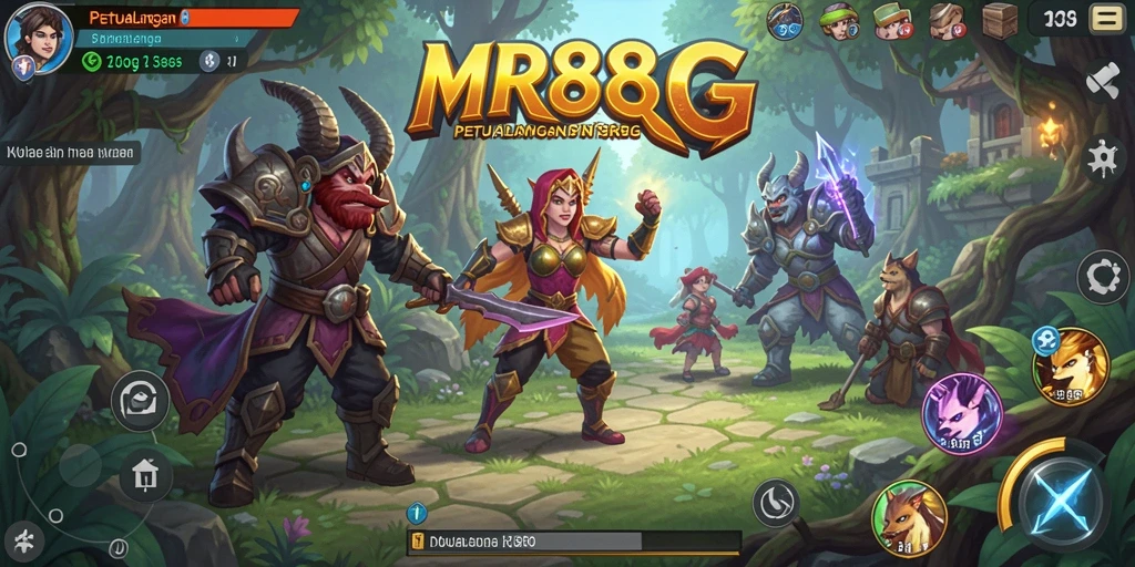 Screenshot gameplay MR888 menampilkan aksi seru dan karakter keren dalam RPG.