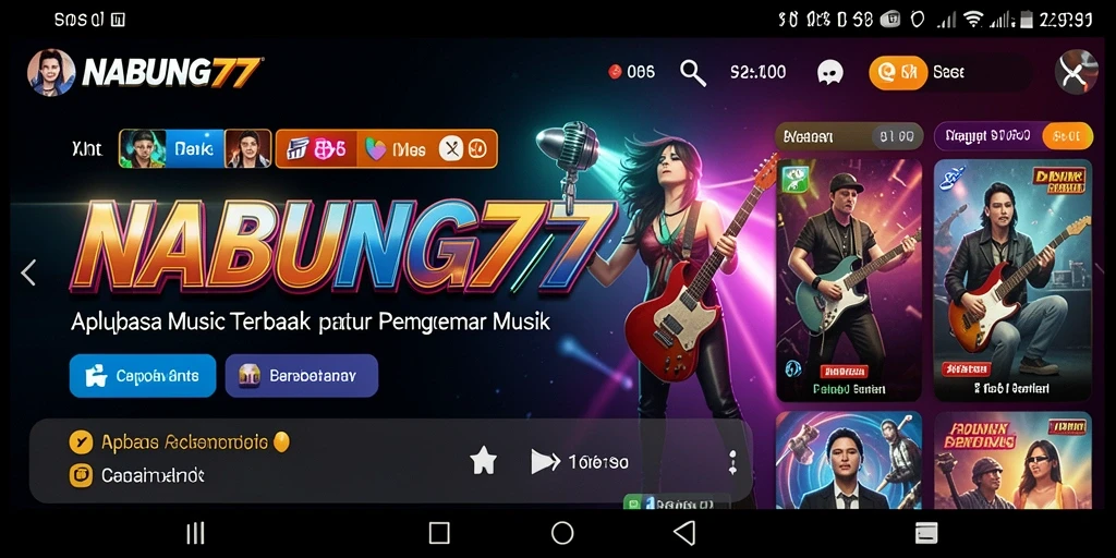 Tampilan gameplay NABUNG77 dengan fitur menarik dan koleksi musik luas.