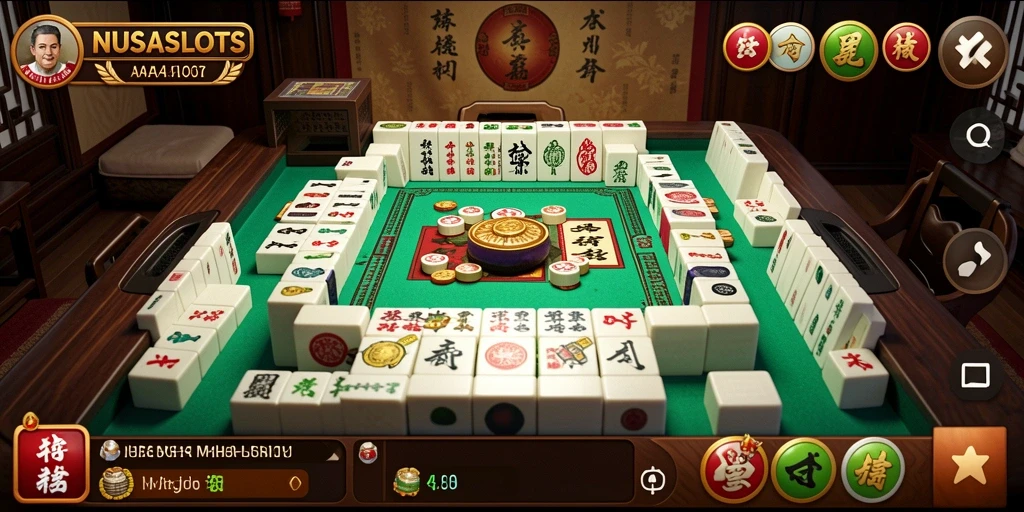 Tampilan gameplay yang menarik di NUSASLOTS dengan desain Mahjong.