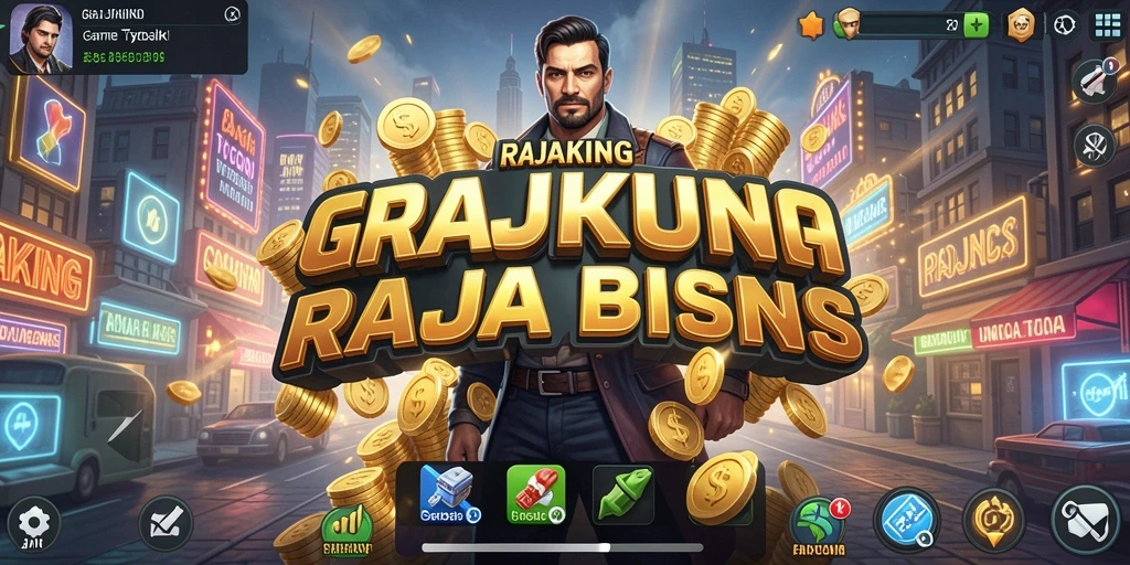Tangkapan layar gameplay RAJAKING yang menampilkan aksi mengelola bisnis.
