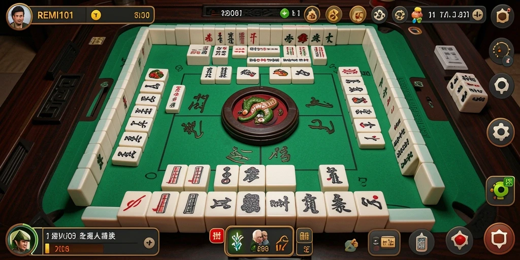 Tampilan gameplay menarik dari REMI101 yang menunjukkan strategi Mahjong.