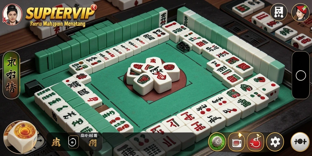 Screenshot SUPERVIP menampilkan gameplay Mahjong yang menarik.