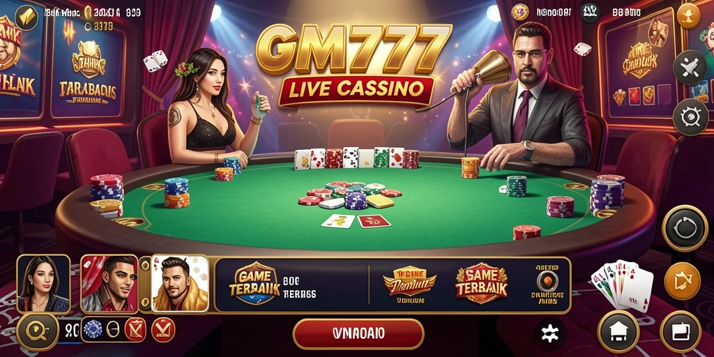 Screenshot gameplay VM777 dengan interaksi langsung di Live Casino.